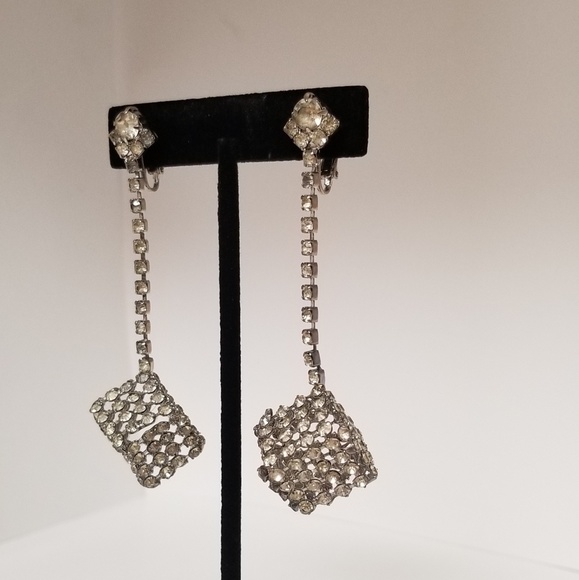 Vintage to New Cube Drop Clip On Earrings - Picture 2 of 3